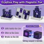 3 otters 12PCS Magnetic Building Blocks, Travel Toys for Kids STEM Magnetic Cube with Storage Box for Boys Girls Birthday Gift (Portal)