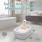 Inflatable Baby Bathtub Complete Set – Portable Non-Slip Baby Bath Tub with Newborn Cushion, Floating Thermometer, 3 Bath Toys & Air Pump, Safe Bath for Boys & Girls Age 0–3 Years