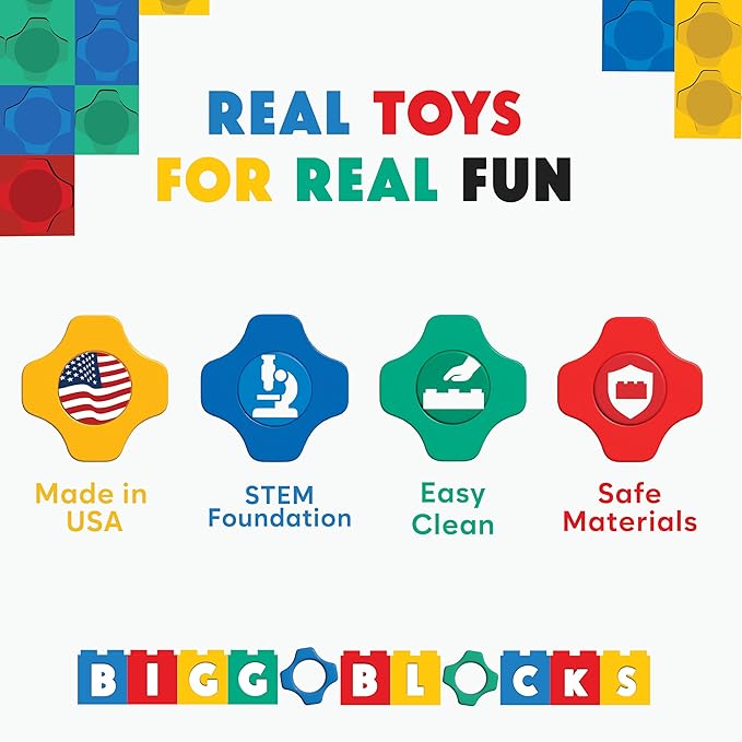 Big Blocks for Kids Ages 4-8 — Indoor & Outdoor Blocks Kids Games — Blue Large Building Blocks - 48 pc