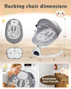 Electric Baby Swings for Infants to Toddler Baby Swing with 5-Speed 5-Point Carabiner,with Bluetooth Music 10-Preset Melodies Gray