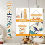Personalized Name Growth Chart Wall Decor for Kids – Canvas Removable Height Chart Measuring Ruler 59" x 7.9" (Dinosaurs)