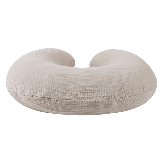 Onacosht Muslin Nursing Pillow Cover Soft 100% Cotton Feeding Pillow Slipcover Fits Standard Infant Nursing Pillow for Baby Boy and Girl, Fog