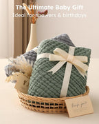 Yoofoss Hooded Baby Towels for Newborn 2 Pack 100% Muslin Organic Cotton Baby Bath Towel with Hood for Babies, Infant, Toddler and Kids,37.5"x37.5",Soft and Absorbent Newborn Essential,Grey&Dark Green