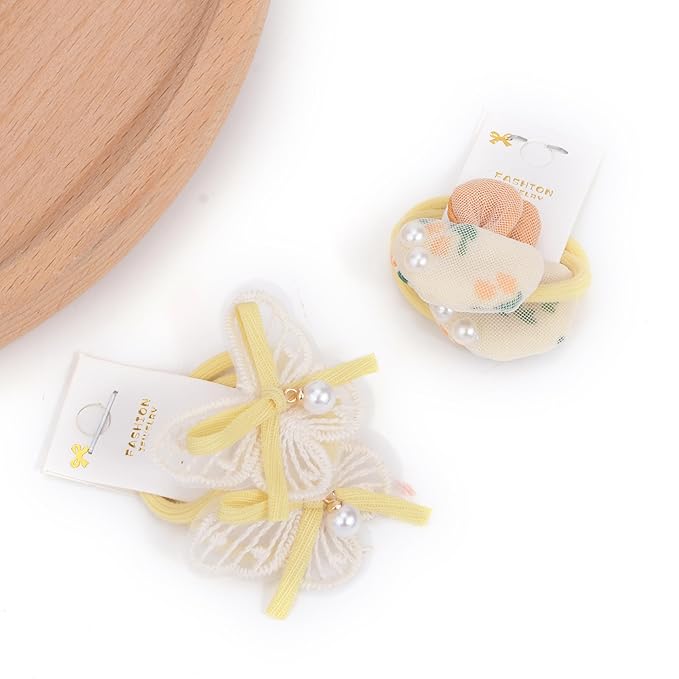 Boutique Baby Hair Accessories - 20 Pcs Hair Ties with Bows, 1.2 Inch Elastics Ponytail Holders, Pigtails Rubber Bands for Little Girls (Set-B)