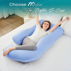 Sasttie Pregnancy Pillows for Sleeping, Jumbo U Shaped Cooling Full Body Pillow with Removable Cover, Pregnant Women Must Haves, Maternity Essential, Light Blue