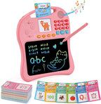 Kids Educational Learning Toys with Math Games,Talking Flash Cards and Writing Drawing Tablet, Speech Therapy Autism Sensory Toys Gifts for Toddler Preschool Activities Boys Girls Ages 3-10 (Pink)