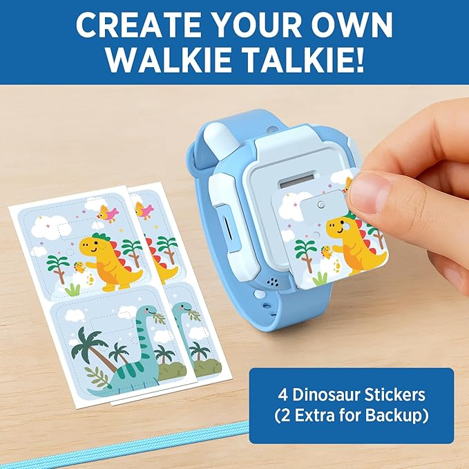 Walkie Talkies for Kids Rechargeable 2 Pack, Wearable Wrist & Lanyard Watch with Flashlight, Fun Stickers, Toys Gifts for Boys Girls Age 3-12 for Outdoor Camping, Hiking, Birthday, Christmas (Blue)