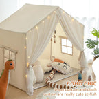 Kids Play Tent with Padded Mat, Kids Tents Large Princess Castle Pompoms Play House Indoor Playhouse Tent for Girl Bed Tents