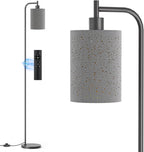 Floor Lamp with Linen Shade, Dimmable Tall Standing Lamp with Remote Control & 3 Color Temperatures, Modern Floor Lamps for Living Room Bedroom Office Corner, 9W LED Bulb Included