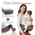 Momcozy Hip Seat Baby Carrier - Adjustable Waistband with Original 3D Belly Protector, Ergonomic Carrier with Various Pockets for Newborns & Toddlers up to 45lbs (Leopard, Medium)