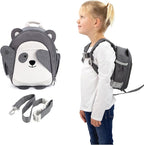 Lulyboo Toddler Backpack Leash - Baby Walking Harness & Anti-Lost Wrist Tether - Kids Backpack 5 Storage Pockets and 2 Adjustable Child Leashes for Kids 1, 2,3,4,5,6,7 Years Old - Ultra-Soft - Panda