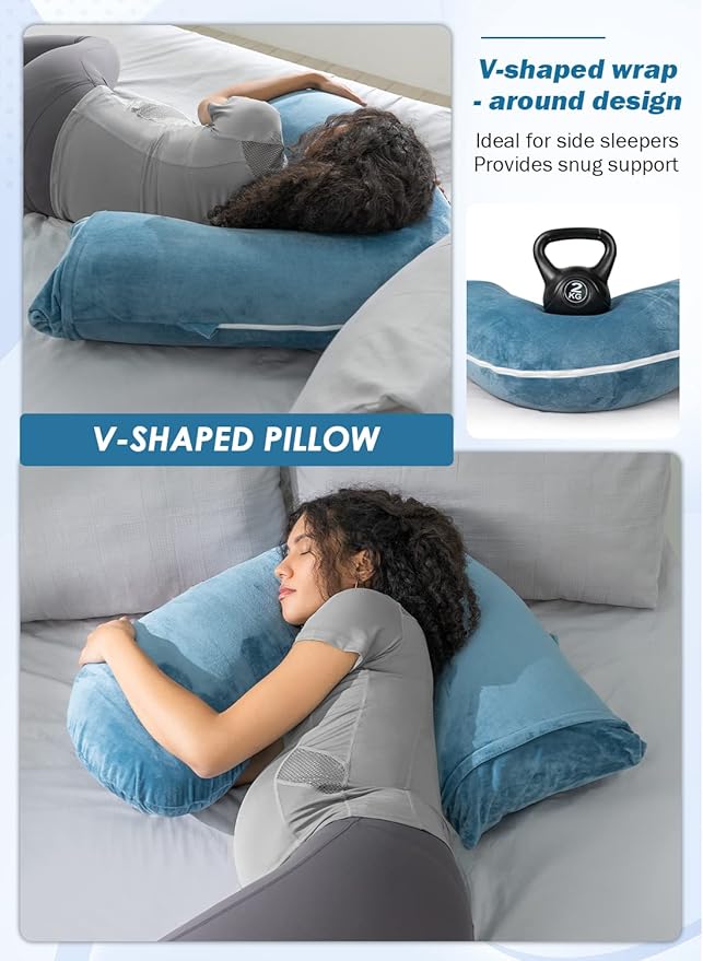 INSEN Cooling Pregnancy Pillow for Sleeping, L-Shaped for Side Sleeper