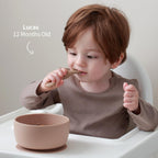 SAMiGO Silicone Baby Bowl and Spoon Set with Suction and Lid, First Stage Self Feeding Essentials, Food Bowl for 6+ Months