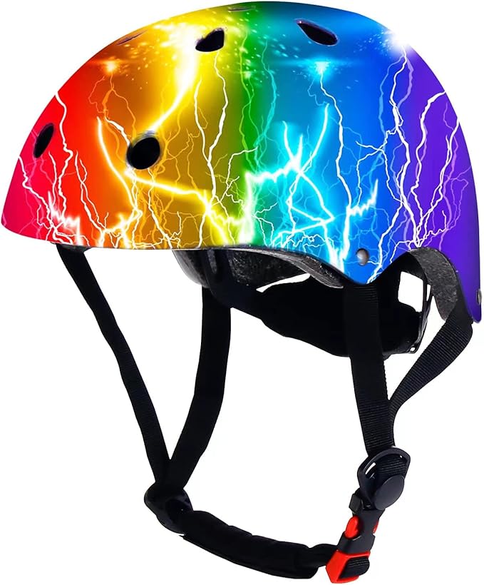 Adjustable Color Gradient Skateboard Helmet for 3-5-8-14+Ages【Toddler Kids Youth Adult】 Girls Boys Woman.Bike Helmet for Multi-Sports Cycling Bicycle Scooter Inline Roller Skate Rollerblading