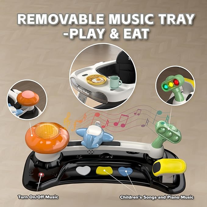 Baby Walker,4-Gear Height Adjustable Baby Walker with Wheels,5 in 1 Baby Activity Center,Music and Lights Bouncer Walker for Baby Boy 6-18 Months,Adjustable Speed Baby Push Walker