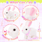 Tagitary Plush Toys Interactive Bunny for Kids That Wiggling Ears,Hopping,Twitching Nose with Sounds,Realistic Rabbit Toy with Leash,Golden Egg,Wind Up Toys,Easter Birthday Gift for Toddlers