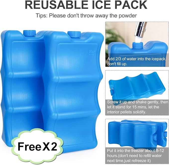 Breastmilk Cooler Bag with Ice Pack, Double Deck Breast Milk Storage for Breastfeeding, Nursing, Daycare, Insulated Lunch Bag with Strap