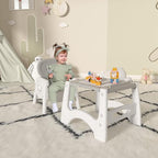 Xilingol 8 in 1 Convertible Baby High Chair W/Wheels, Baby Feeding Chair W/Adjustable Backrest & Removable Dual Tray, Building Block Table & Chair Set, HighChair for Babies & Toddlers (Grey)