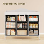 Baby Changing Table with 9 Fabric Drawers, Waterproof Diaper Changing Station & Pad, Mobile Nursery Diaper Changing Table, Baby Furniture, Bedroom, White