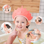 Shower Cap Shield for Kids, Visor Hat for Eye and Ear Protection for 0-9 Years Old Children, Cute Crown Shape Makes the Baby Bath More Fun (Pink)