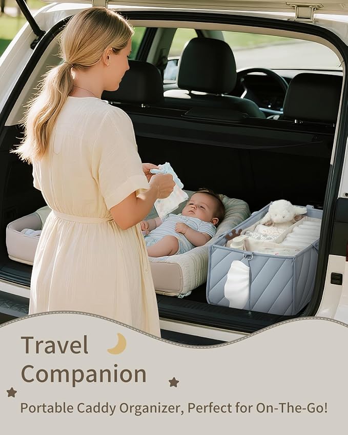 Baby Diaper Caddy with Adjustable Shoulder Strap – Multi-Functional Organizer Diaper Bag Gift for Newborn Essentials, Baby Registry must-have, Wipes & Changing Needs with Straps for Stroller