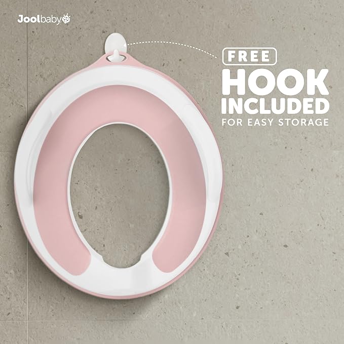 Jool Baby Potty Training Seat for Boys and Girls With Handles, Fits Round & Oval Toilets, Non-Slip with Splash Guard, Includes Free Storage Hook (Pink)