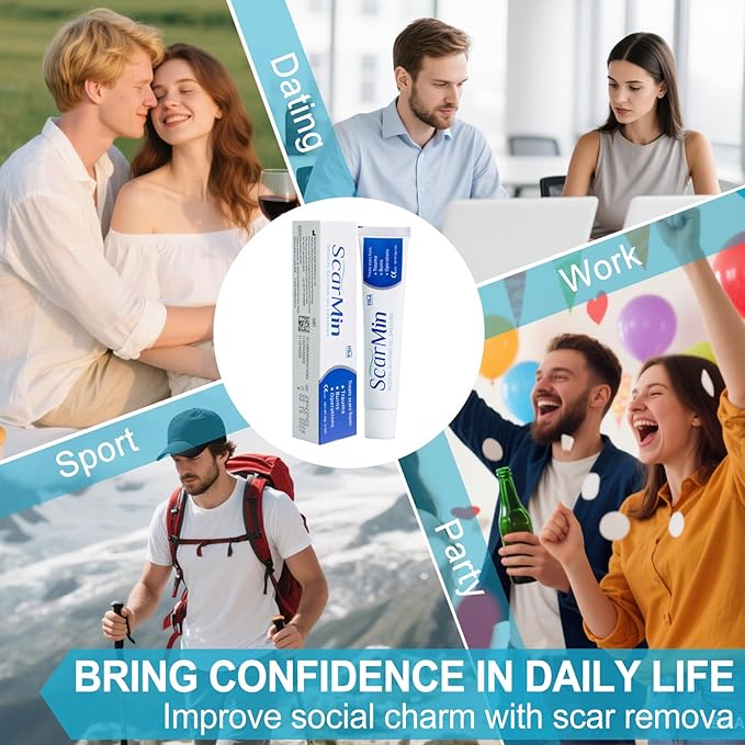 HBM Medical Grade Silicone Scar Gel, Advanced Scar Removal Cream for Old & New Scars, Stretch Marks, Surgical Scars, Keloids, Acne, C-Section & Burn Scars, 30g