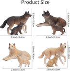 Toymany 8PCS Wolf Figures Forest Animals Toy Figurines - Plastic Jungle Zoo Animal Figurines for Kids Boys Girls Age 3-5 6-12