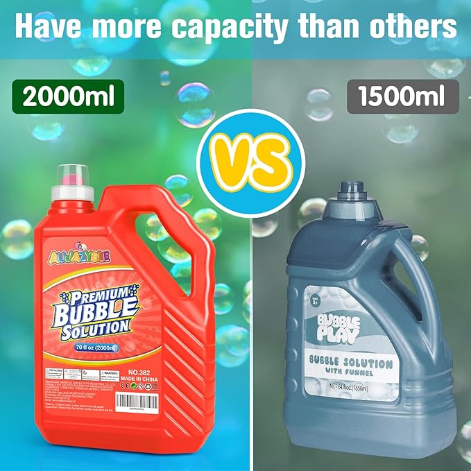 70 oz Bubbles Refills for Kids-Premixed Bubble Solution Refill Premium Bubble Liquid Bubble Juice for Bubble Machine/Wand/Blower at Wedding and Party | Kids Easy Grip Bottle