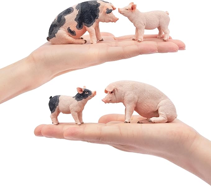 Toymany 8PCS Realistic Pig Figurines Set, Plastic Pig Figures Farm Animals Toys, Birthday Christmas Toy Gift for Kids Toddlers