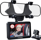Upgrade AHD 1080P Baby Car Camera for Rear-Facing Seat, 4.3'' Car Back Seat Mirror for Children Infants Kids, 1080P IR Night Vision, Upgrade 360 Rearview Mirror Display Bracket