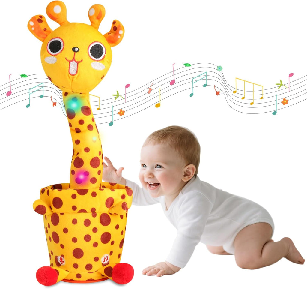 Dancing Talking Giraffe Toy, Stuffed Animal Baby Toy Repeating What You Say, Glowing Musical Electronic Giraffe with 60 Songs, Gift for Kids 3+ Years Old