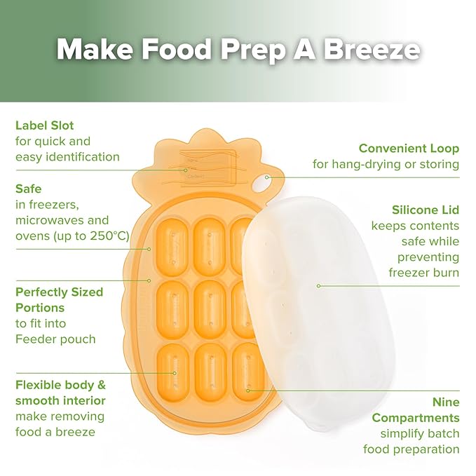 haakaa Silicone Nibble Freezer Tray -Breastmilk Teething Popsicle Mold - Baby Fruit Food Feeder Teether Tray - Baby Food Maker - Ice Cube Tray - 4 Months+ Babies - BPA Free -Apricot