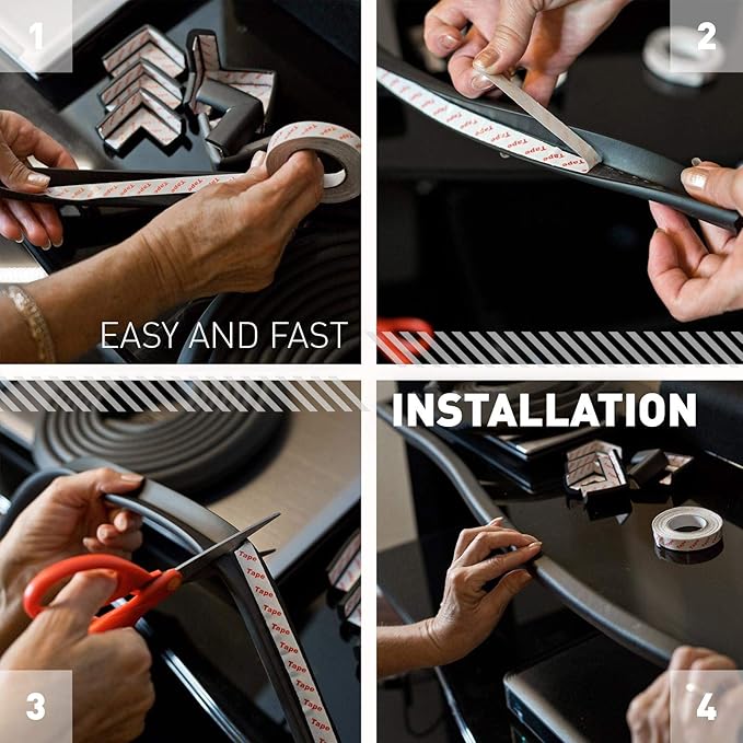 Sharp Edge and Furniture Safety Guards 20.4ft Protective Foam Cushion; 18ft Bumper 8 Adhesive Childsafe Corners Baby Caring Child Proofing Set NonToxic and Safe For Table, Fireplace, Countertop; Brown