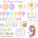 Pastel 219Pcs Daisy Balloon Garland Kit & Arch - 18 10 5 Inch Pastel Rainbow Balloons for 9th Birthday Girl