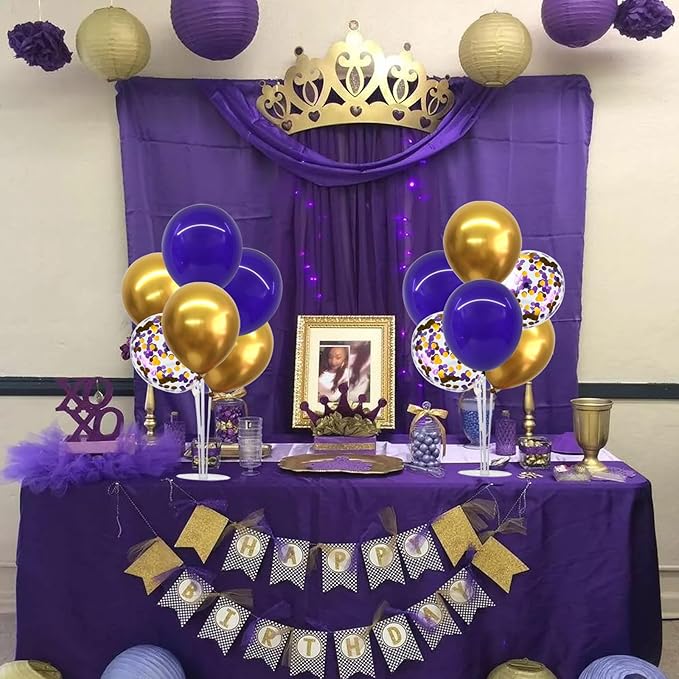TONIFUL 4 Set Purple Gold Balloon Centerpieces for Table,Balloon Stand Kit for Graduation Decorations 2025 Class of 2025 Party Decorations,New Year,Anniversary,Birthday Decoration