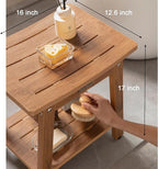 HDPS Shower Bench Seat for Inside, Waterproof Poly Lumber Shower Stool for Shaving Legs, Bathroom Foot Rest with Storage Shelf, Plastic Bath Chair Seat for with Adjustable Feet, No Maintenance, Brown