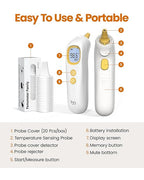 Ear Thermometer, Highly Accurate Thermometer for Kids, Adults and Toddlers, 32 Memory Recall, 1s Fast, 3 Color Fever Alarm with Mute Mode, 21 Disposable Probe Covers