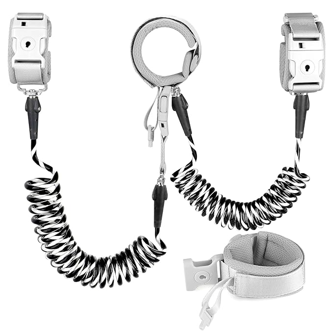Accmor 2 in 1 Toddler Leash with Magnetic Lock, Kids Anti Lost Wrist Link 2 Packs Keep Twins Close, Reflective Child Walking Harnesses for Baby Boys Girls for Outdoor