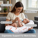 Nursing Pillow, Breastfeeding Pillow with Removable Cover, Ergonomic Breast Feeding Pillow, Baby Feeding Support Cushion for Mom Easier Breastfeeding- Original Size/Animal Gray