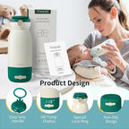 Portable Bottle Warmer with Precise Temp Control (95-135°F) - 17 Oz Travel Warmer for Breast Milk, Formula & Water, Fast Heating & USB Quick Charge