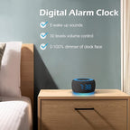 Buffbee Sound Machine & Alarm Clock 2-in-1, 0-100% Clock Face Brightness, Bottom Colored Light, Sleep Timer, Precise 30-Level Volume Control White Noise Machines