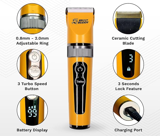 The Cut Buddy Clipper & Grooming Set, Cordless Hair & Beard Trimmer with Ceramic & Titanium Blades, 7 Guards, Waterproof, Beginner Kit