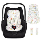 Infant Car Seat Insert, Car Seat Head Support Baby Girls Boys, Soft & Reversible Newborn Carseat Insert Cushion with 2 Strap Covers, for Stroller, Swing, Bouncer (White Wildflowers)