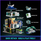 Cyberpunk Floating-Train-Station Lighting-Building-Bricks Set - Cyberpunk City Future Levitation Train Station Street View Collection LED Light Model 2760 Pcs for Adults and Sci-fi Lovers