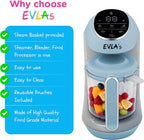 EVLA'S Baby Food Maker, Steamer, Blender, Baby Food Processor for Healthy Homemade Baby Food in Minutes, Touch Screen with 6 Reusable Food Pouches, Baby Registry Essential, Blue