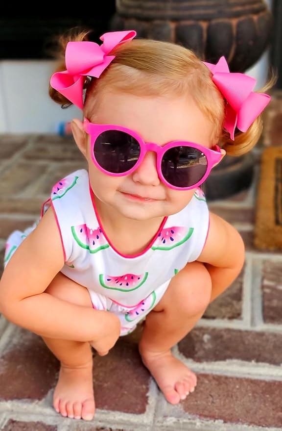 Wee Ones Baby Girls' Medium Grosgrain Hair Bow on a WeeStay Clip w/Plain Wrap - Hot Pink,One Size