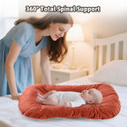 Baby Lounger for Newborn,Baby Nest for Newborn Soft Cotton Breathable for Playtime & Relaxation,Flat Babies Essentials Gifts Newborn Lounger for Boys & Girls 0-12 Months(Coffee)