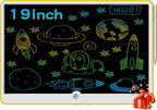 19 Inch LCD Writing Tablet with Stylus Pen, Reusable Doodle Board for Kids Ages 3-9, Type-C Rechargeable Drawing Pad, Educational Travel Toy for Boys and Girls Birthday & Holiday Gifts Yellow