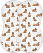 2 Pack Muslin Burp Cloths American Cocker Dogs White Cotton Baby Burp Cloths Ultra Absorbent and Soft Burping Cloth for Newborn Must Haves 22x11 Inch
